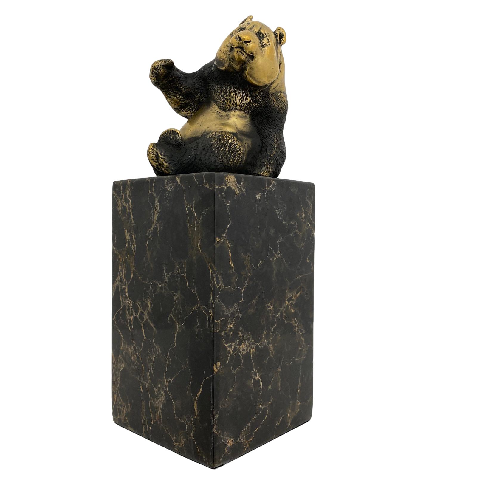 Bronzeskulptur Panda im Antik-Stil Bronze Figur 22cm Pandabär Bär