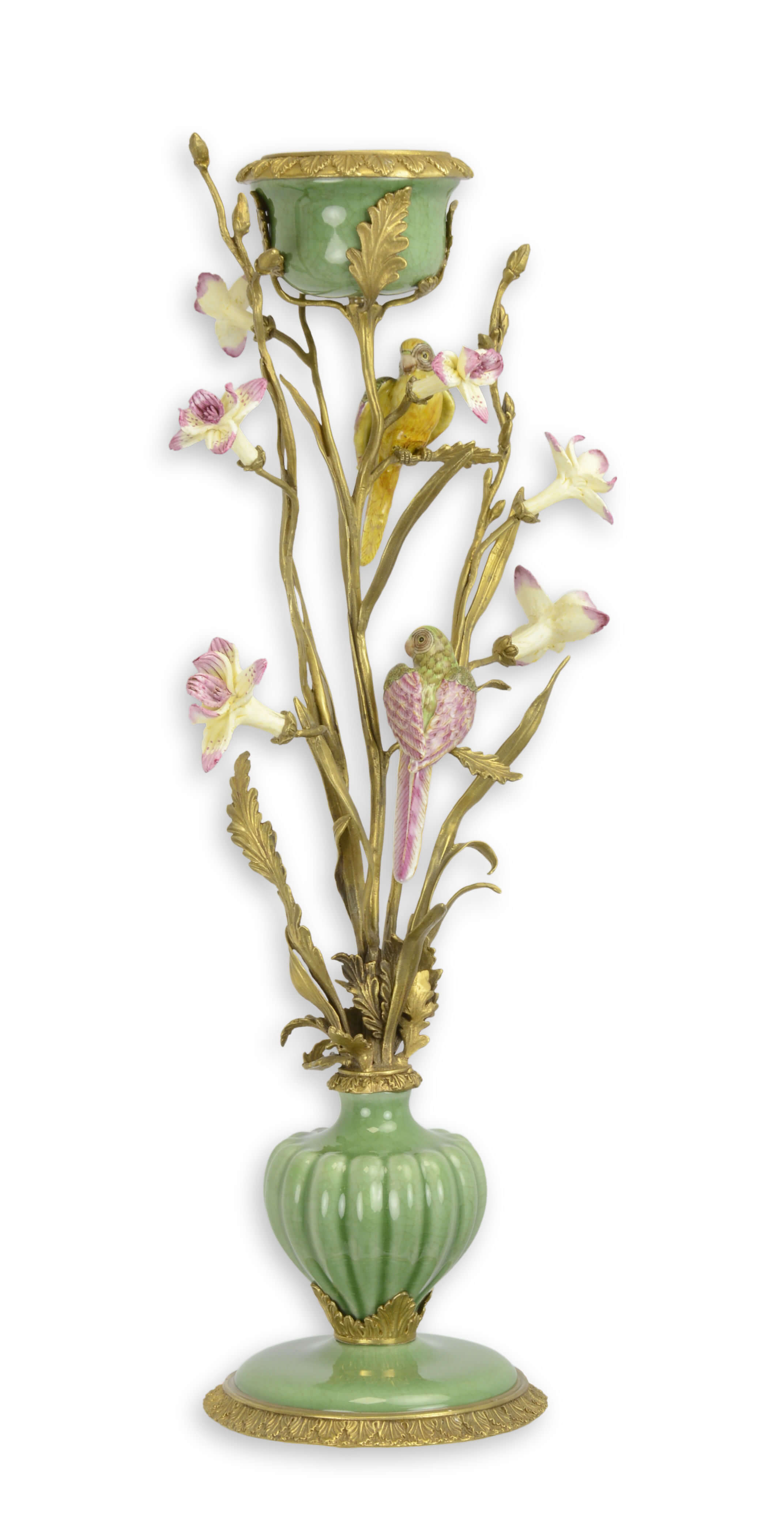Bougeoir en porcelaine monté sur bronze réplique design rétro décoration
