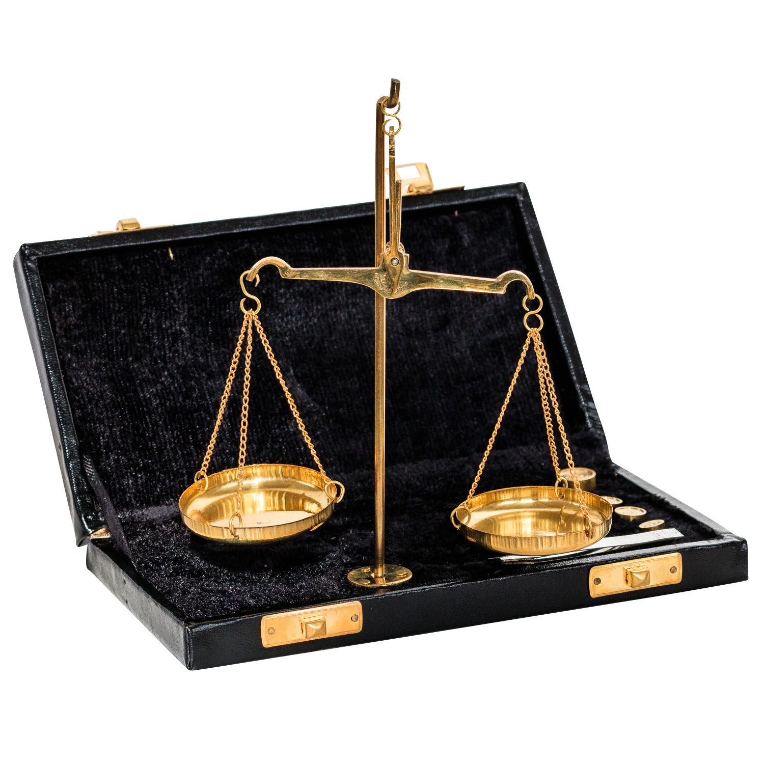 Waage Feinwaage Goldwaage im Etui Messing Apothekerwaage Antik-Stil - 19cm