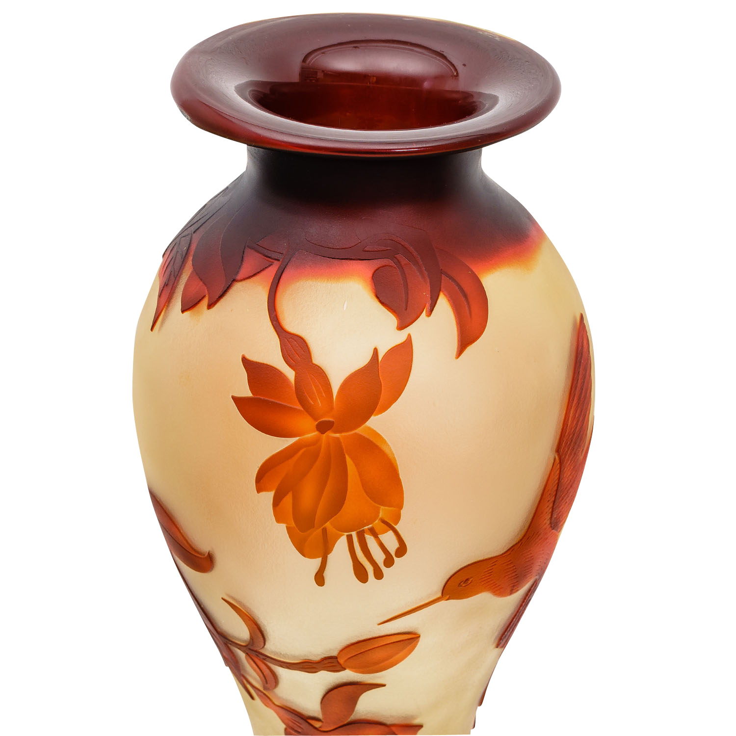 Vase Replika nach Galle Gallé Kolibri Glas Antik-Jugendstil-Stil Kopie c5