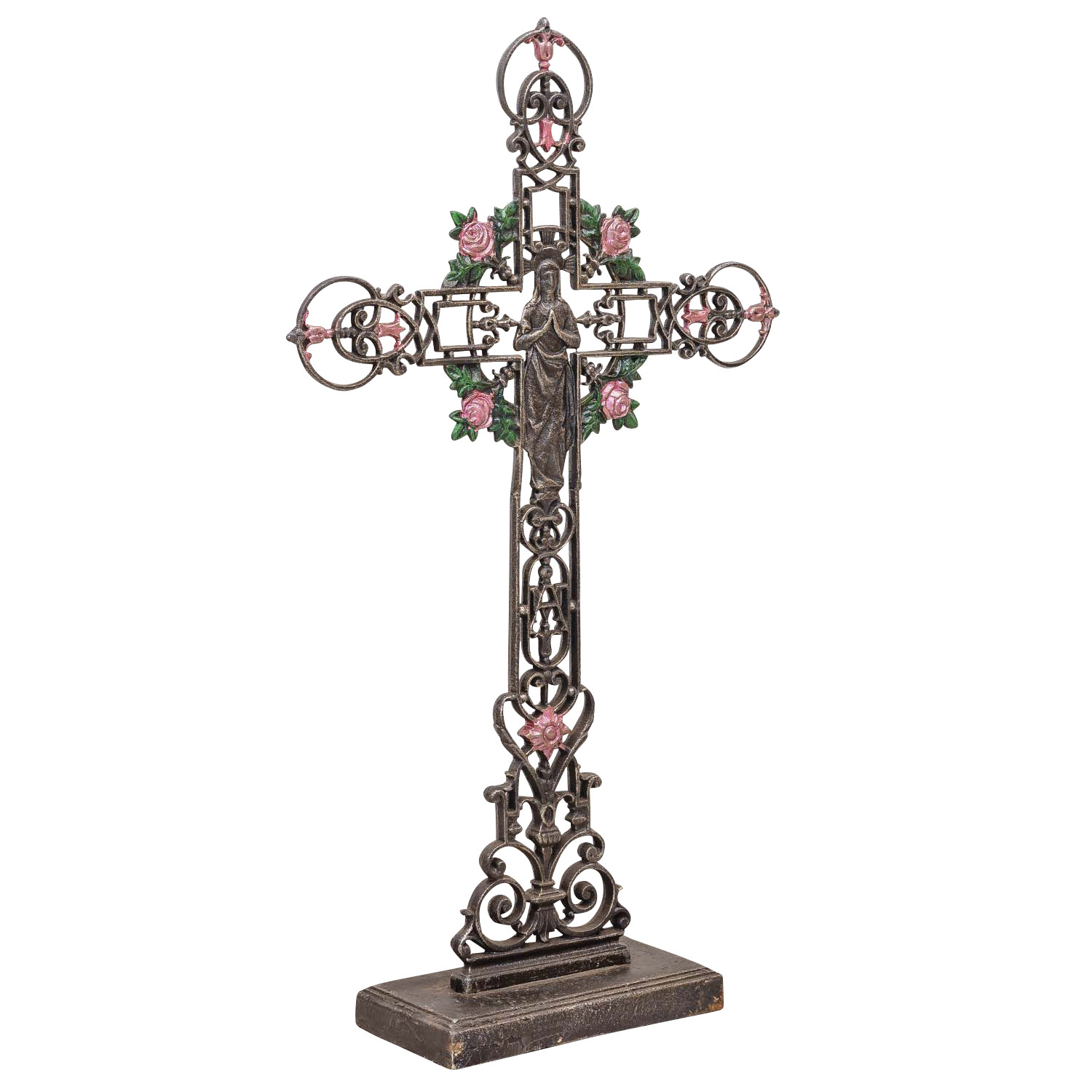 XXL 88cm Kreuz Kruzifix Anitk-Stil Eisen Deko Standkreuz Kirche Altar