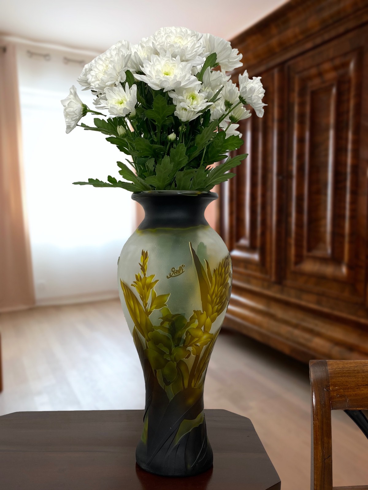 Vase Replika nach Galle Gallé Glasvase Glas Antik-Jugendstil-Stil Kopie c8