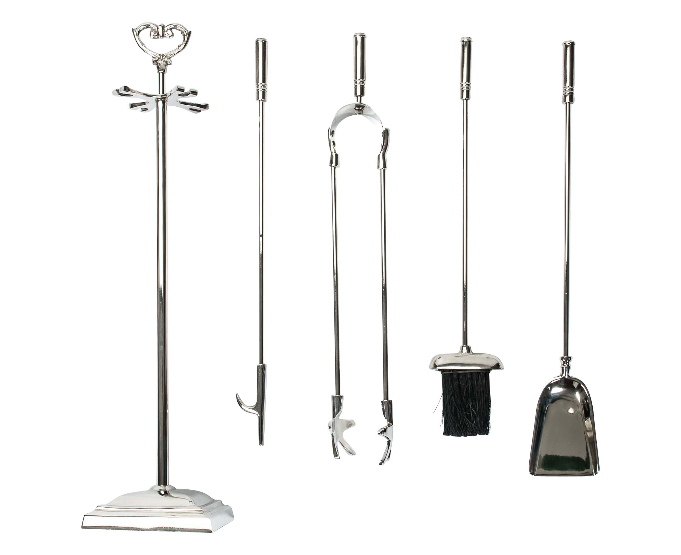 Kaminbesteck 5-teilig Aluminium Kamingarnitur Kaminwerkzeug Kaminset silber