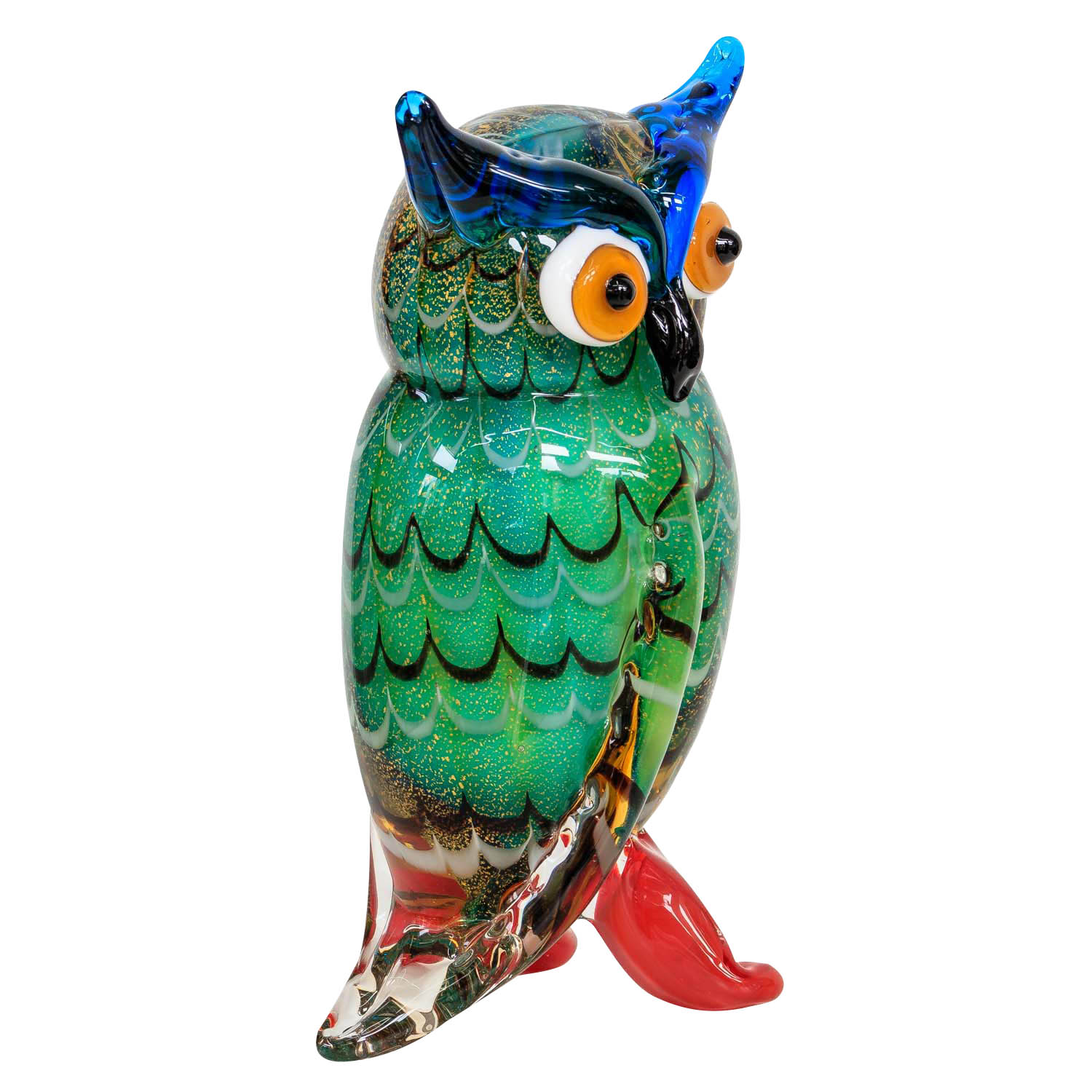Glasfigur Eule Vogel Glas im Murano Antik Stil 22cm