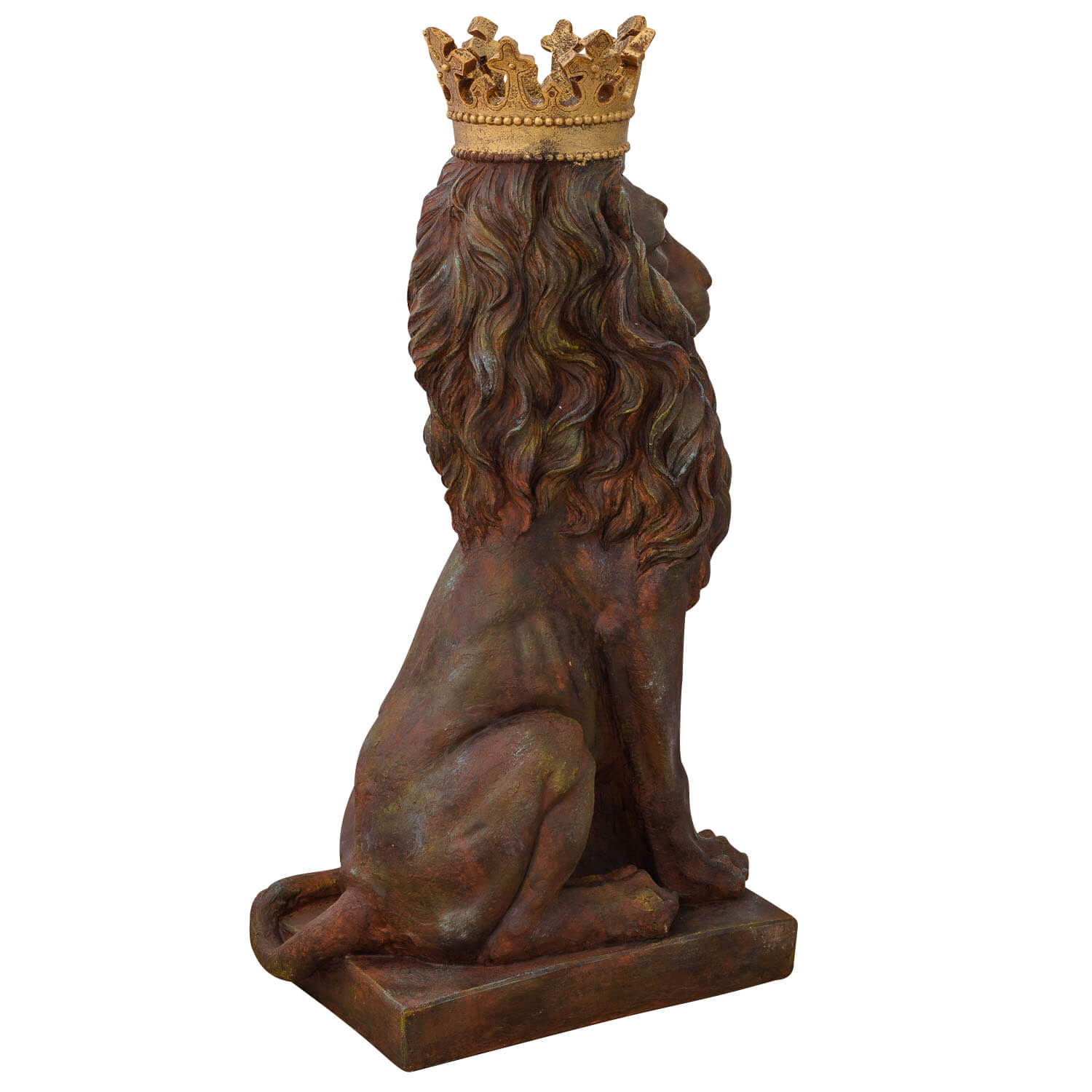 Skulptur Löwe mit Krone Figur Statue Raubkatze Kunststein Antik-Stil 92cm