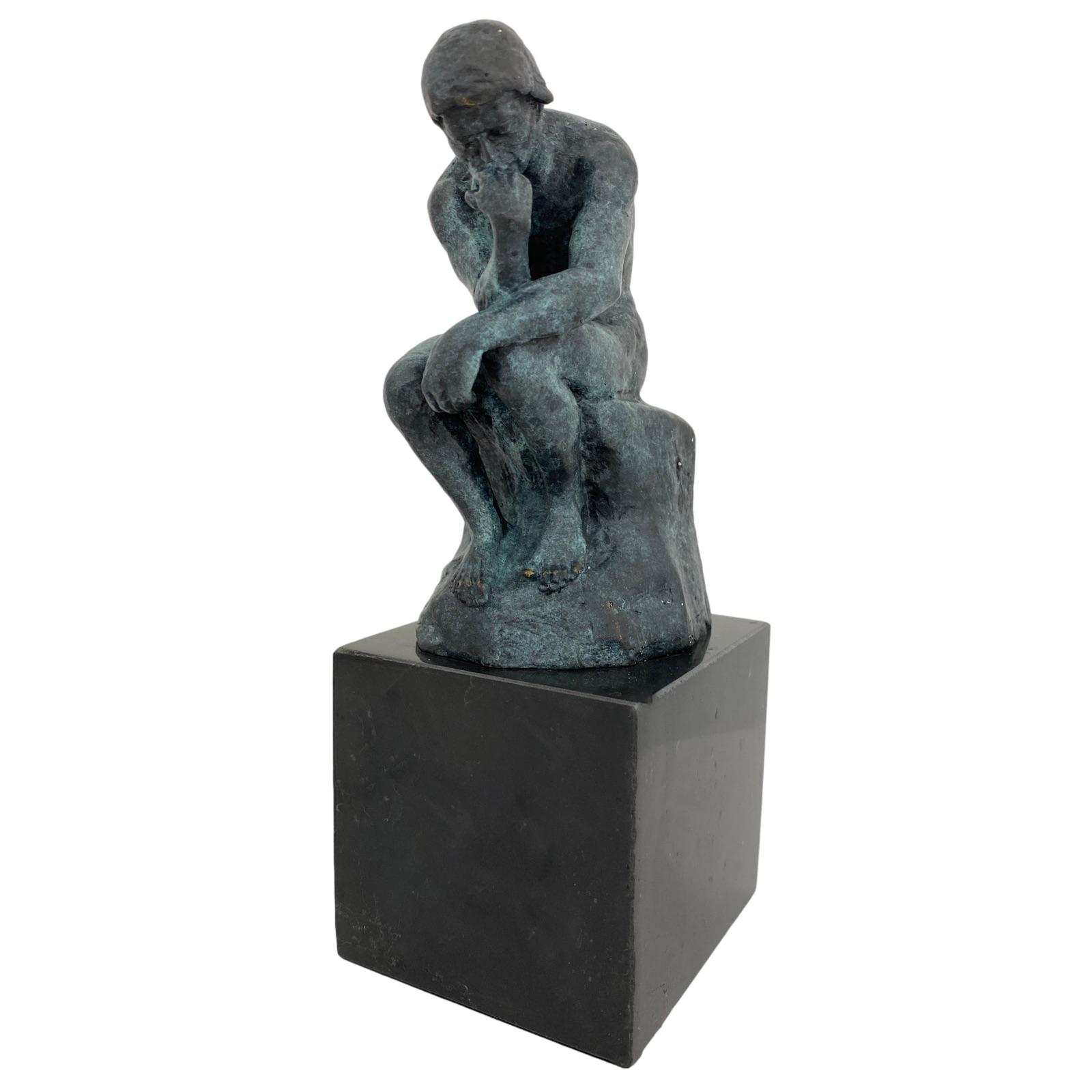 Bronze der Denker Mann Bronzeskulptur Bronzefigur nach Rodin coloriert Replik