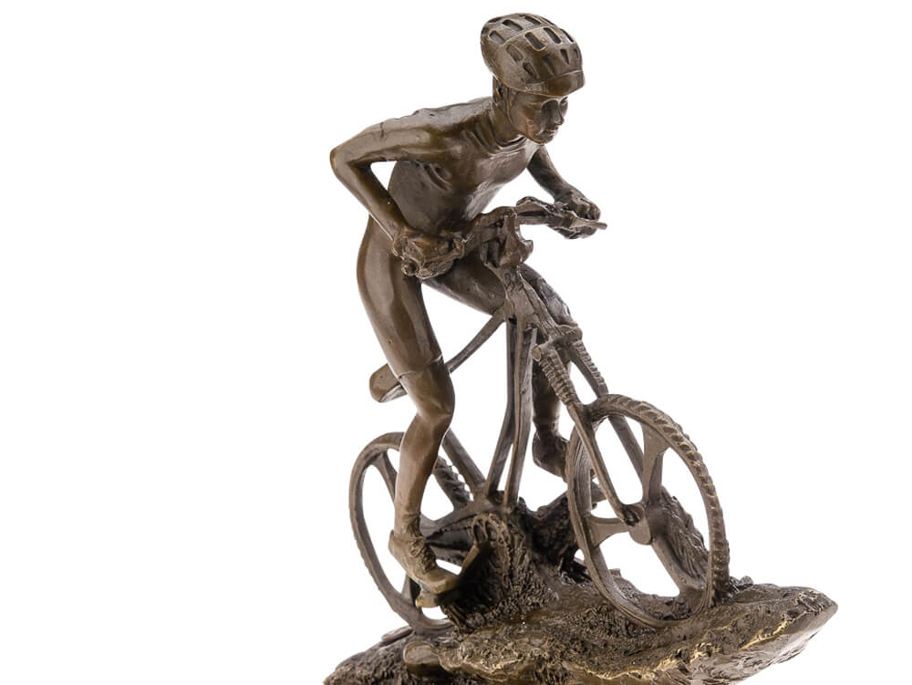 Statuette style trophée - cycliste sur vélo - bronze - 25 cm