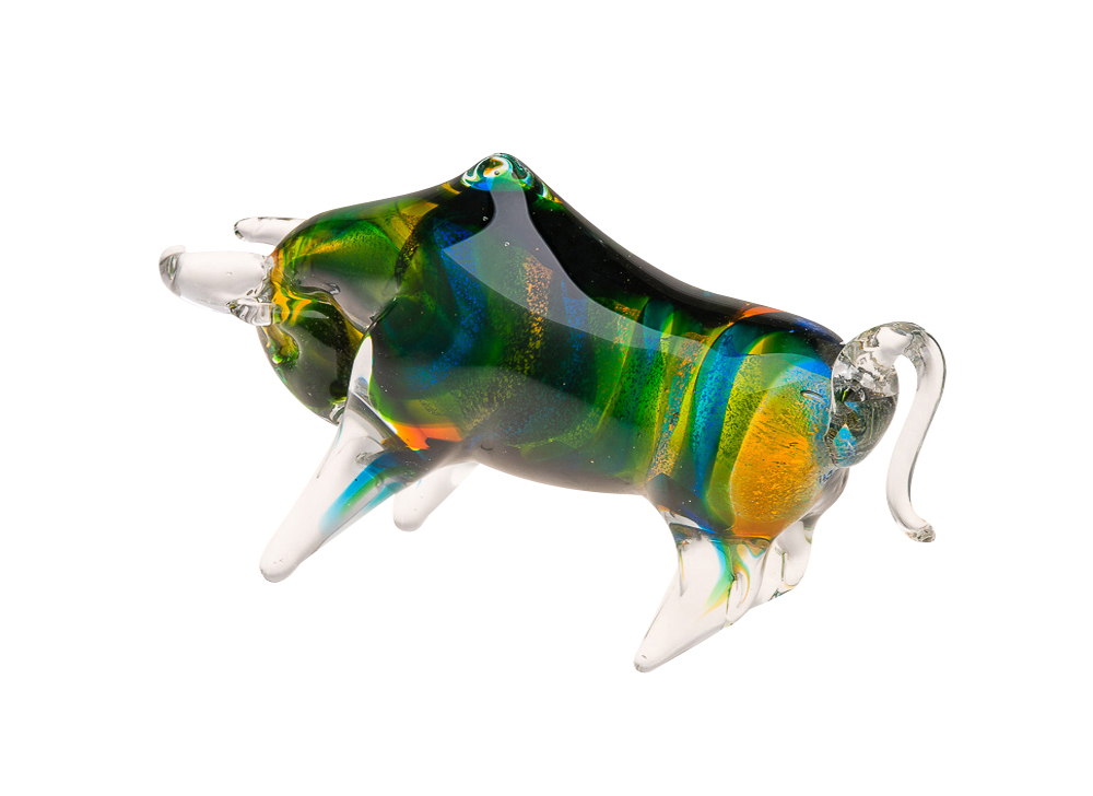 Glas Stier Bulle im Italien Murano Stil 24cm Glasfigur Skulptur glass bull