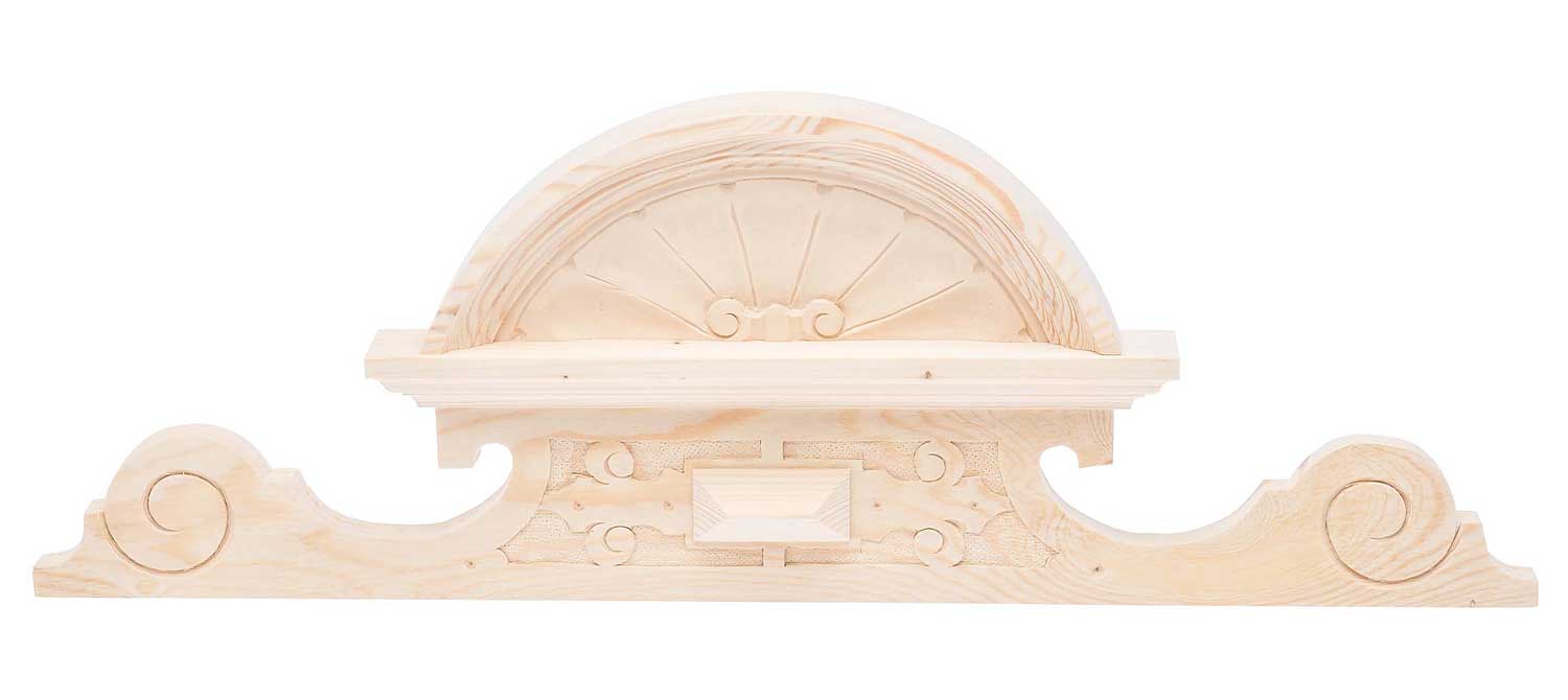 Schrankkrone Holz Schrankaufsatz Schrank Krone 24cm x 68cm Bekrönung antik Stil