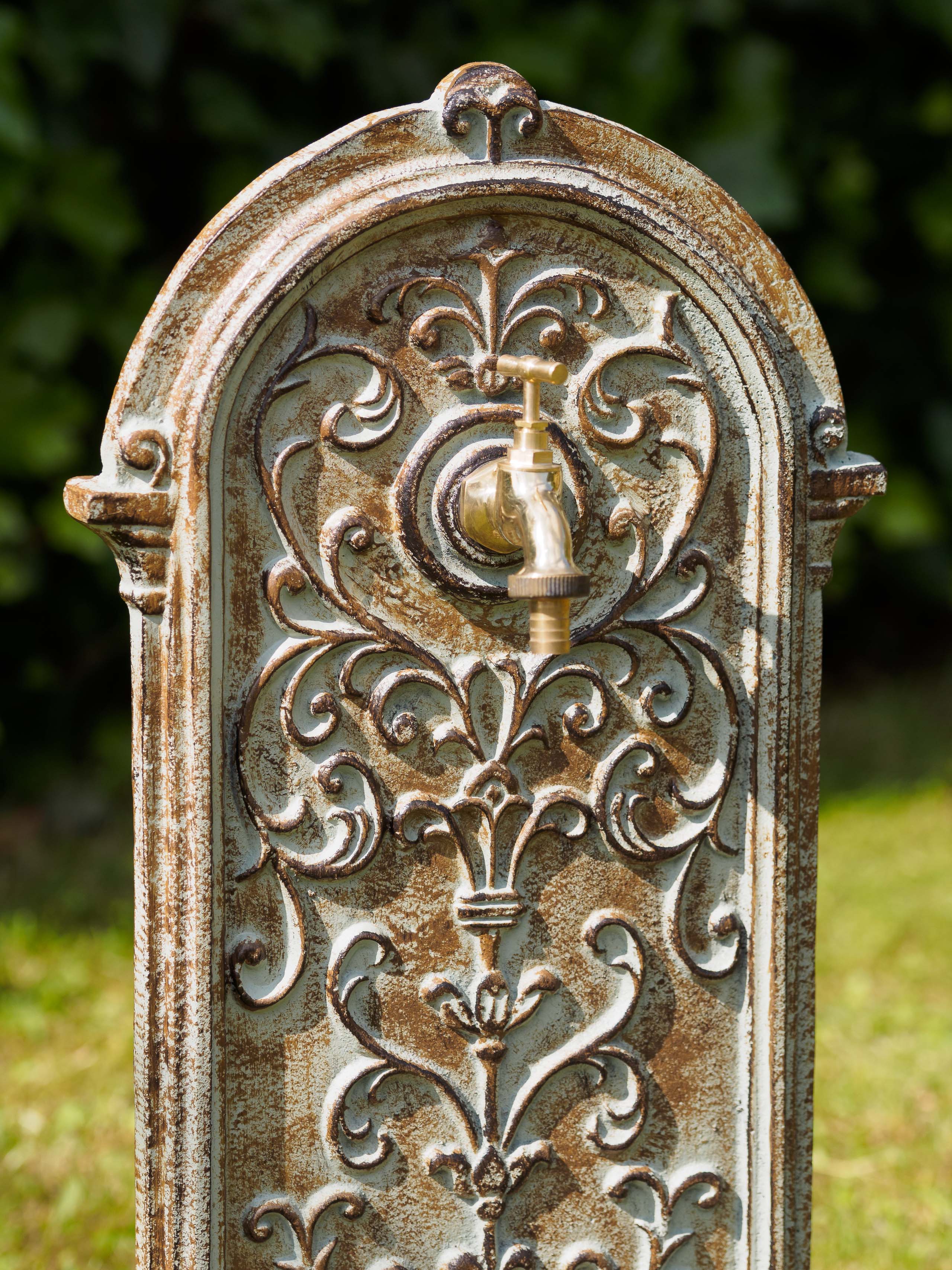 STANDBRUNNEN 64CM 11KG WASCHBECKEN BRUNNEN EISEN GRÜN WANDBRUNNEN ANTIK STIL