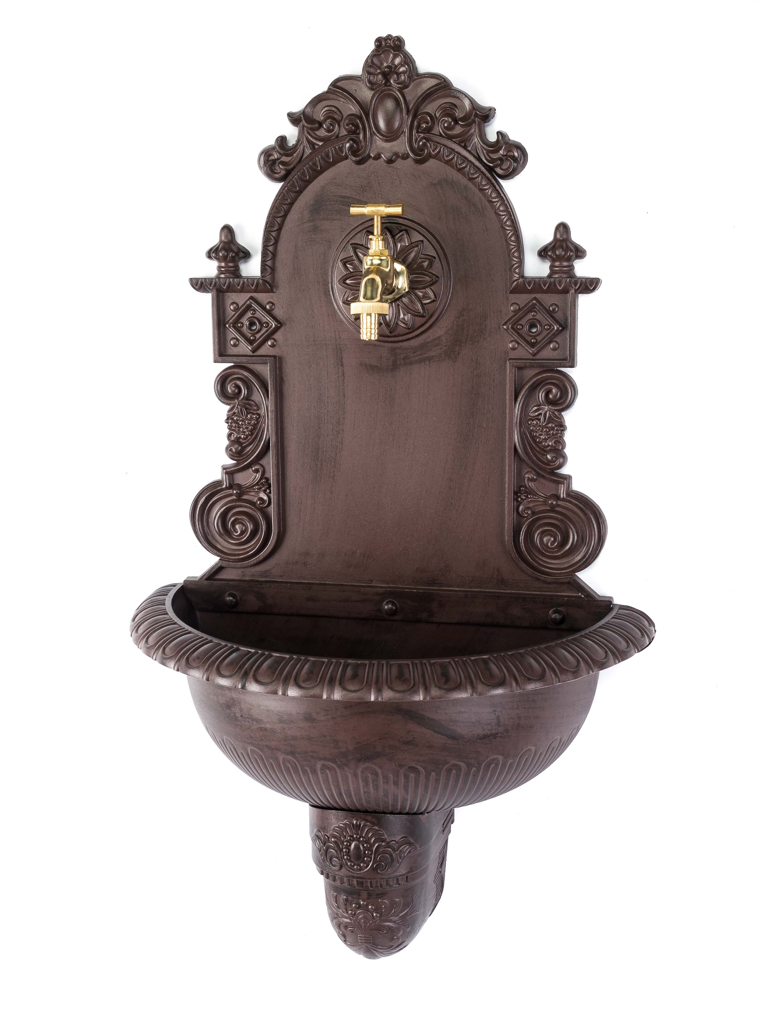 Waschbecken Wandbrunnen Garten Alu antik Stil Brunnen Waschplatz Bad