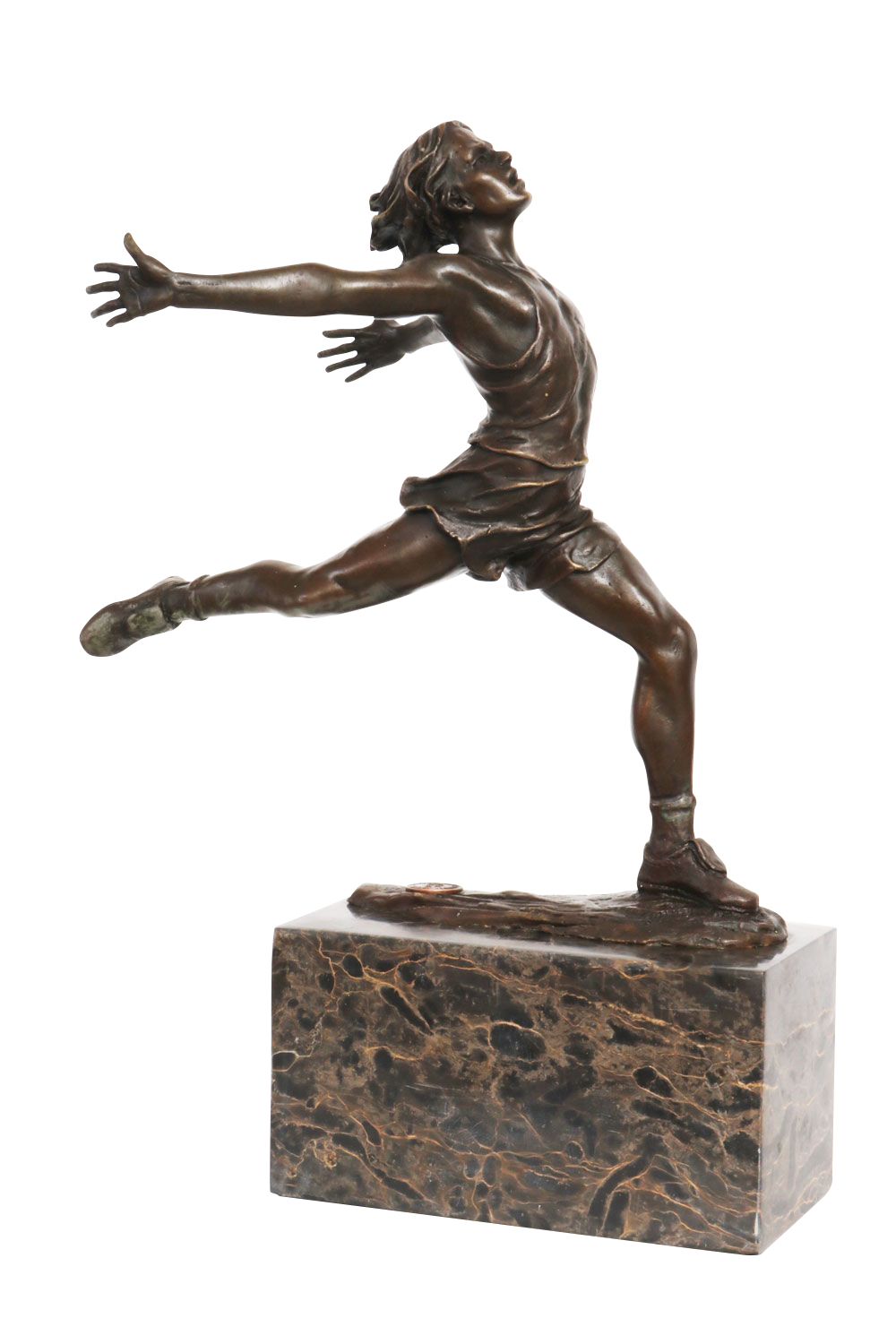 Bronzeskulptur Läufer 28cm Bronze Leichtathletik Statue Bronzefigur Antik-Stil