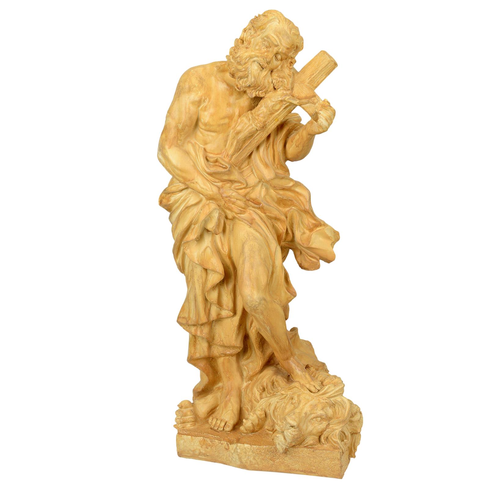 CW-105 Sculpture sainte croix Jésus lion décoration pierre artificielle style antique