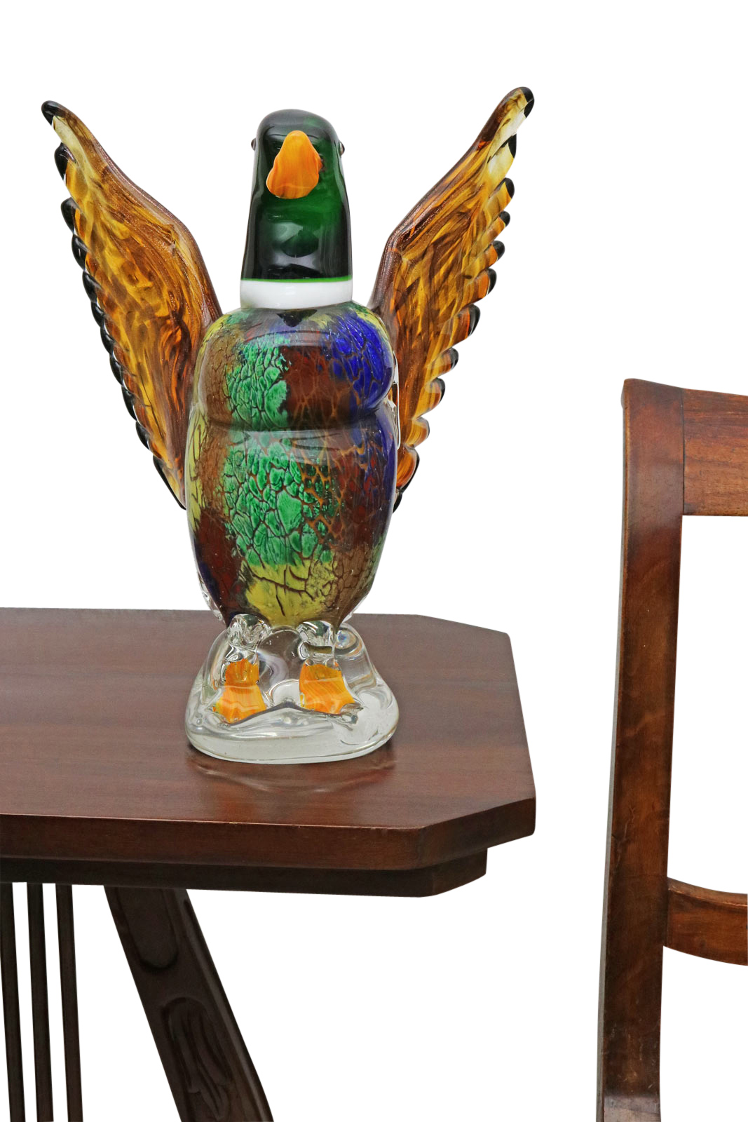 Glasfigur Figur Skulptur Ente Vogel Glas Glasskulptur Murano Antik-Stil - 32cm