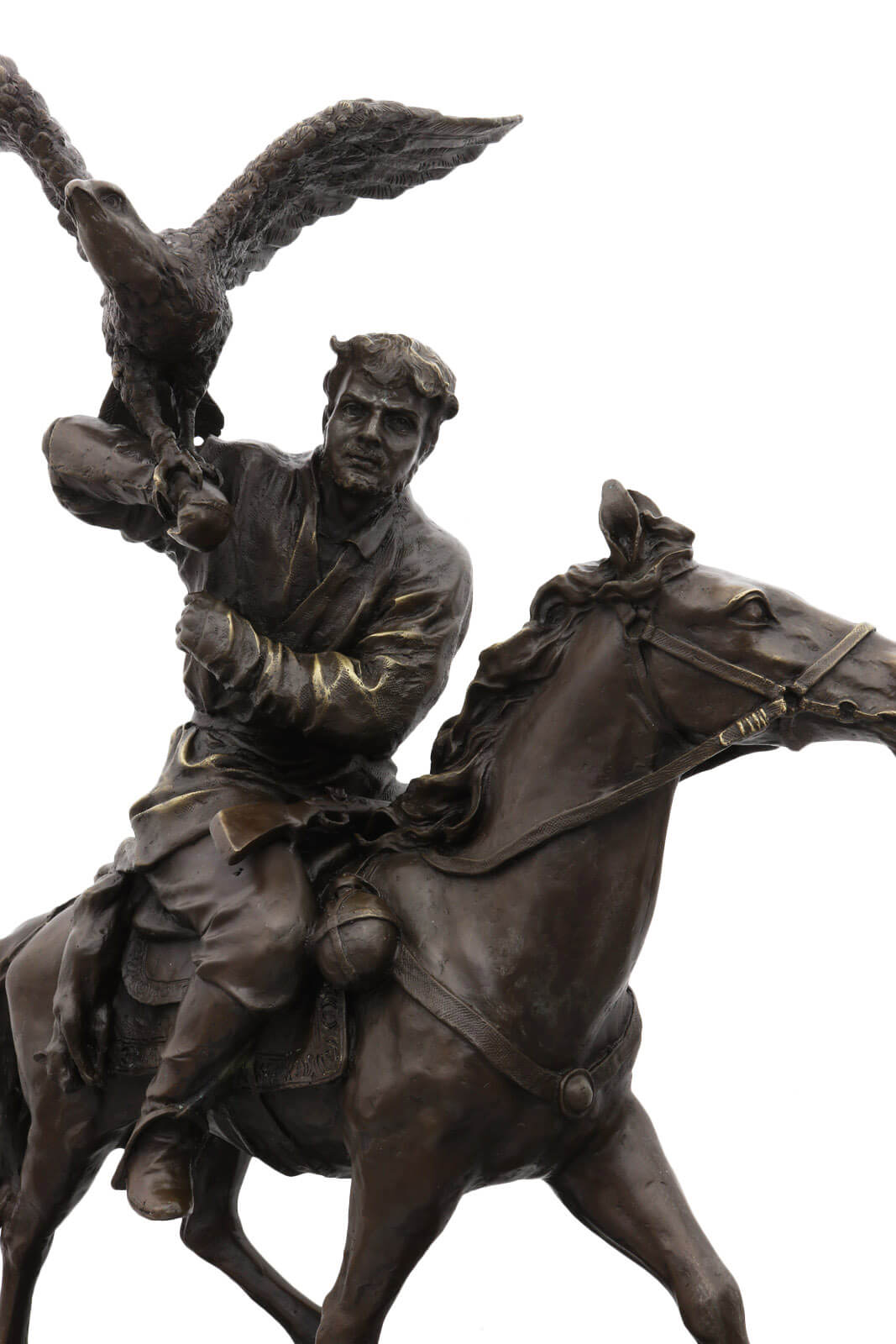 Bronzeskulptur Zar Falkner Falke Adler im Antik-Stil Bronze Figur Statue 64cm