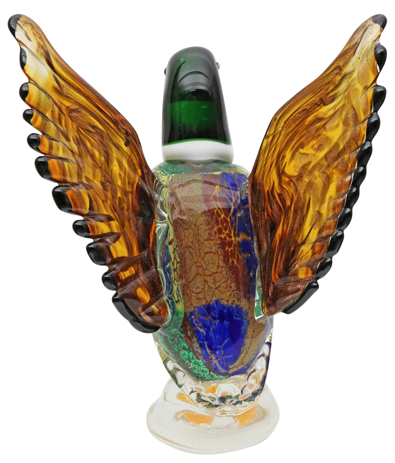 Glasfigur Figur Skulptur Ente Vogel Glas Glasskulptur Murano Antik-Stil - 32cm