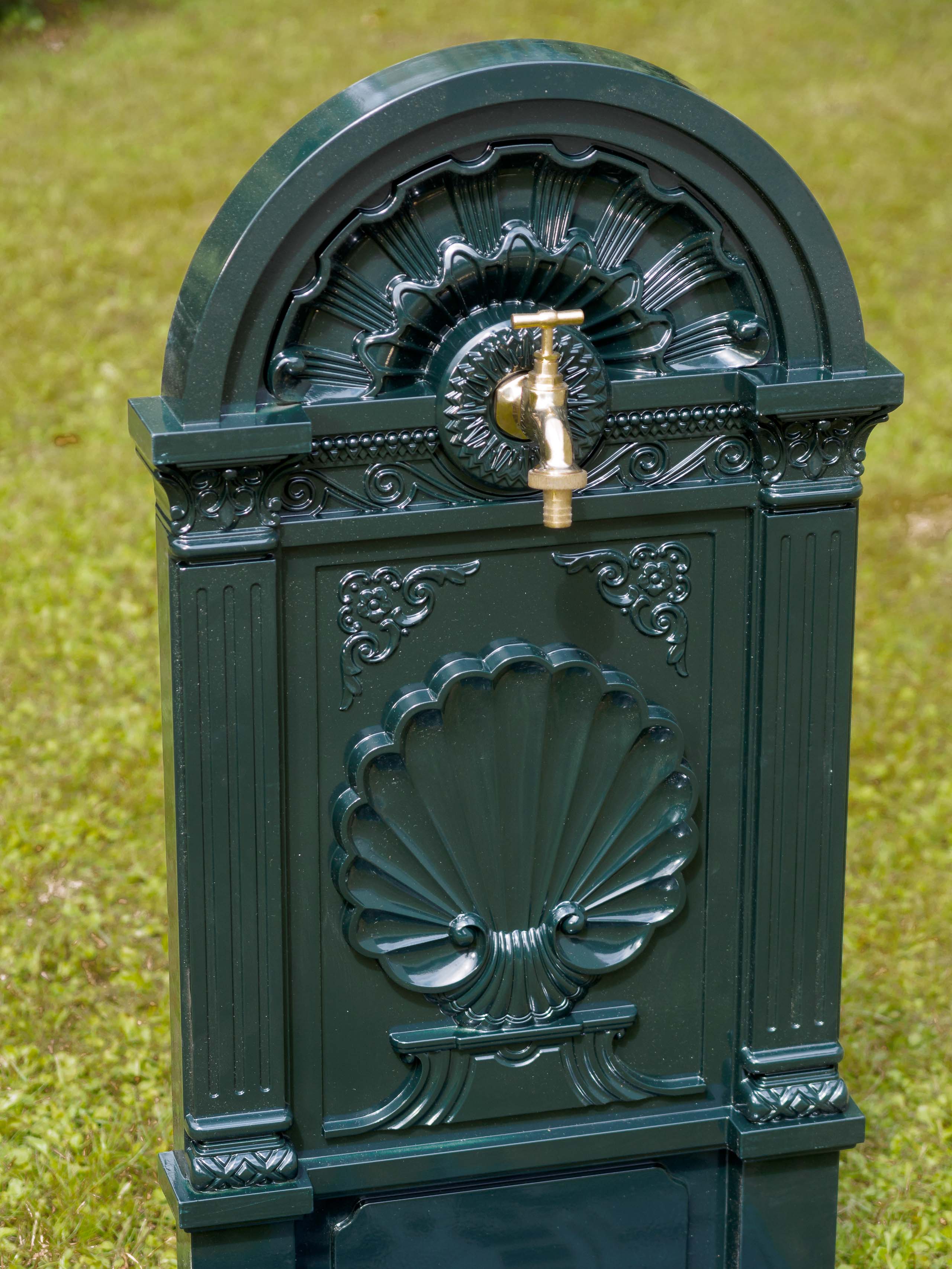 Standbrunnen 83cm Waschbecken Alu Brunnen Waschplatz Wandbrunnen antik Stil grün