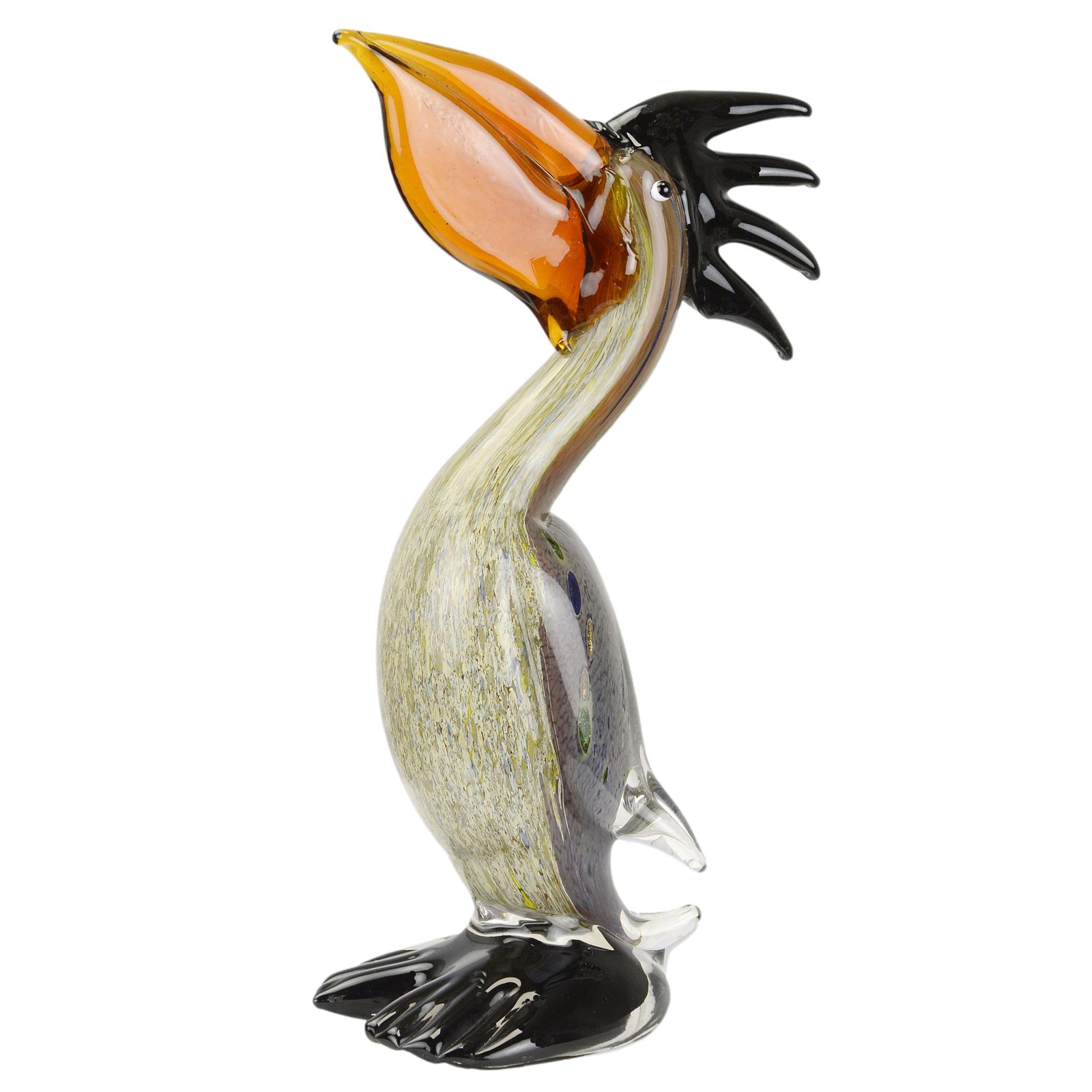 Figure en verre sculpture style-murano pélican style-antique 30cm