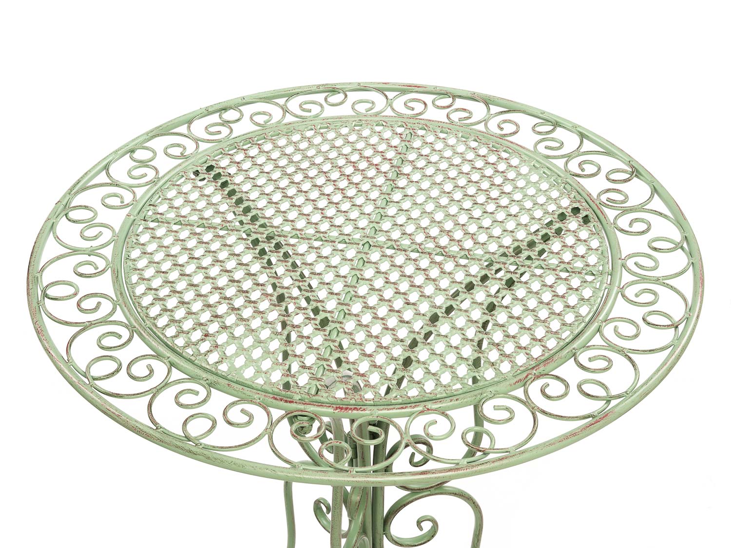 Gartenset Tisch und 2 Stühle Eisen Antik-Stil Gartenmöbel grün Bistroset