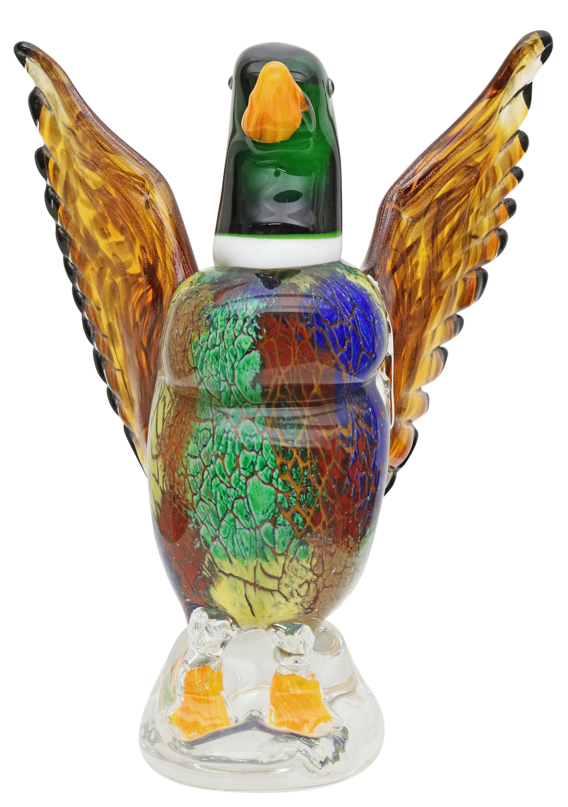 Glasfigur Figur Skulptur Ente Vogel Glas Glasskulptur Murano Antik-Stil - 32cm