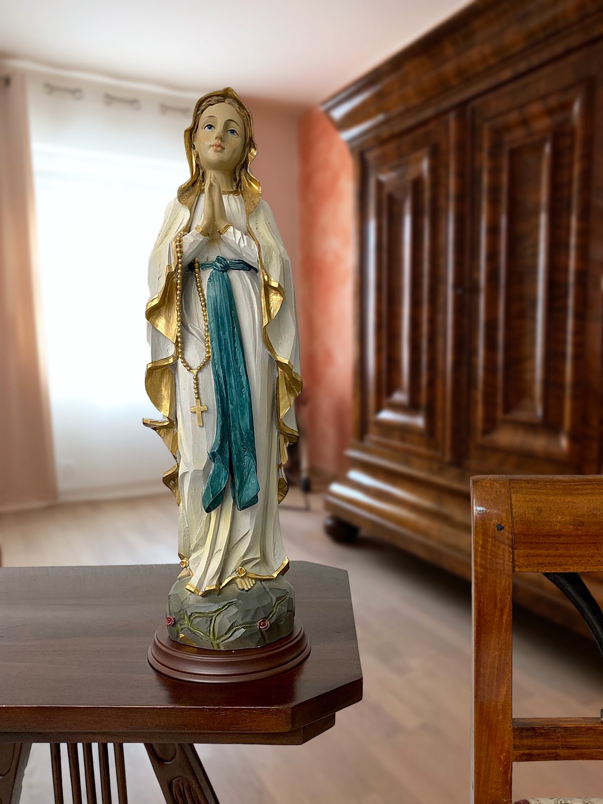 Skulptur Madonna Heiligenfigur Maria Figur Statue Kunststein 43cm Antik-Stil