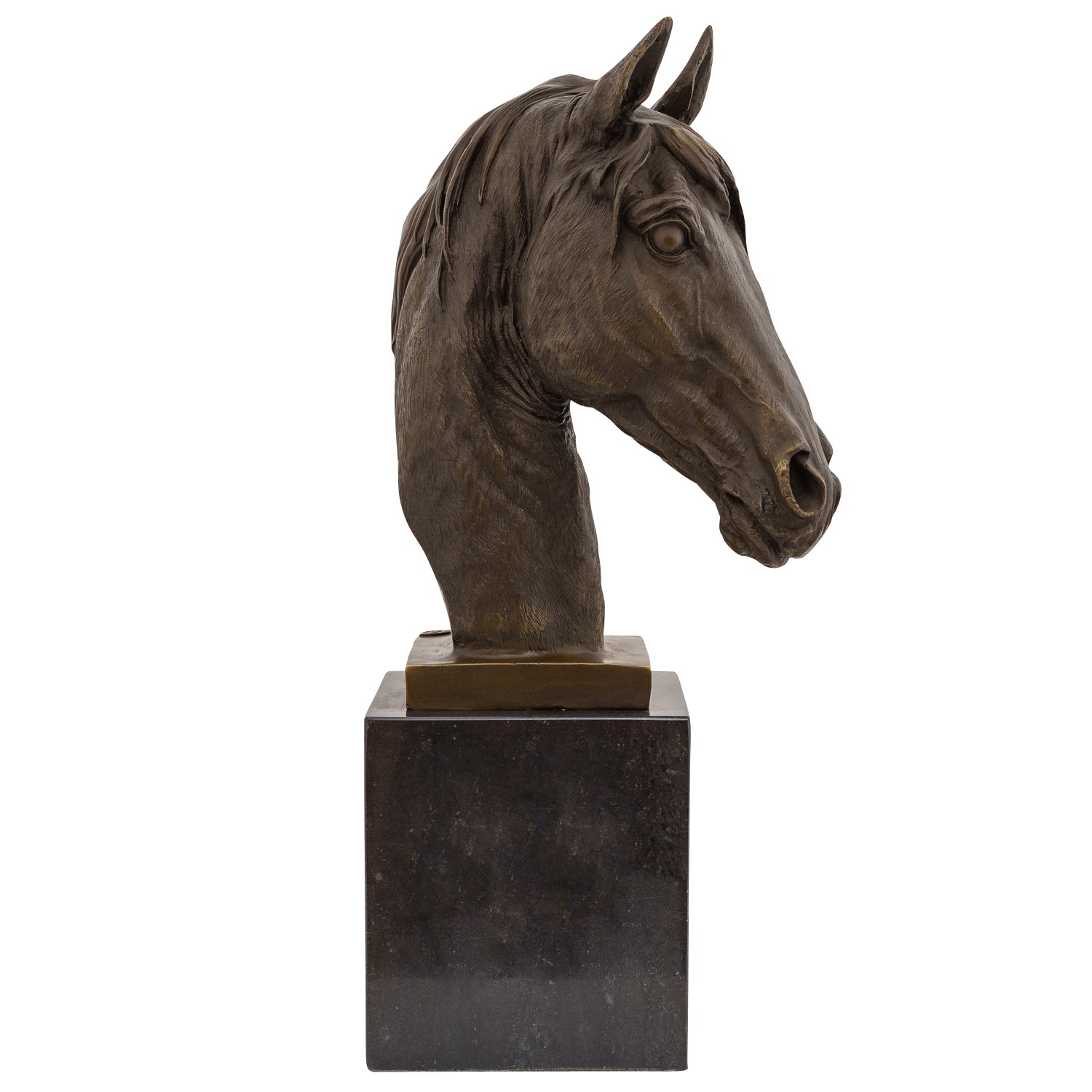Bronzeskulptur Pferd 44cm Büste Pferdekopf Statue Bronzefigur Bronze Antik-Stil