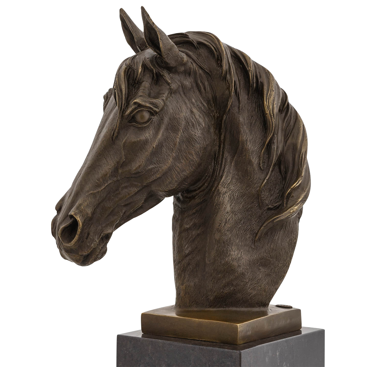Bronzeskulptur Pferd 44cm Büste Pferdekopf Statue Bronzefigur Bronze Antik-Stil