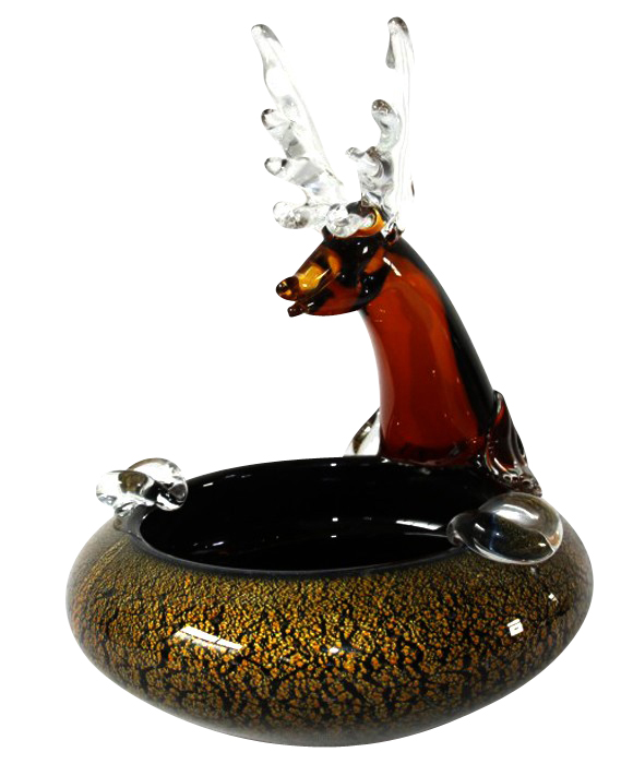 Cendrier figure cerf sculpture en verre murano style antique murano 26cm