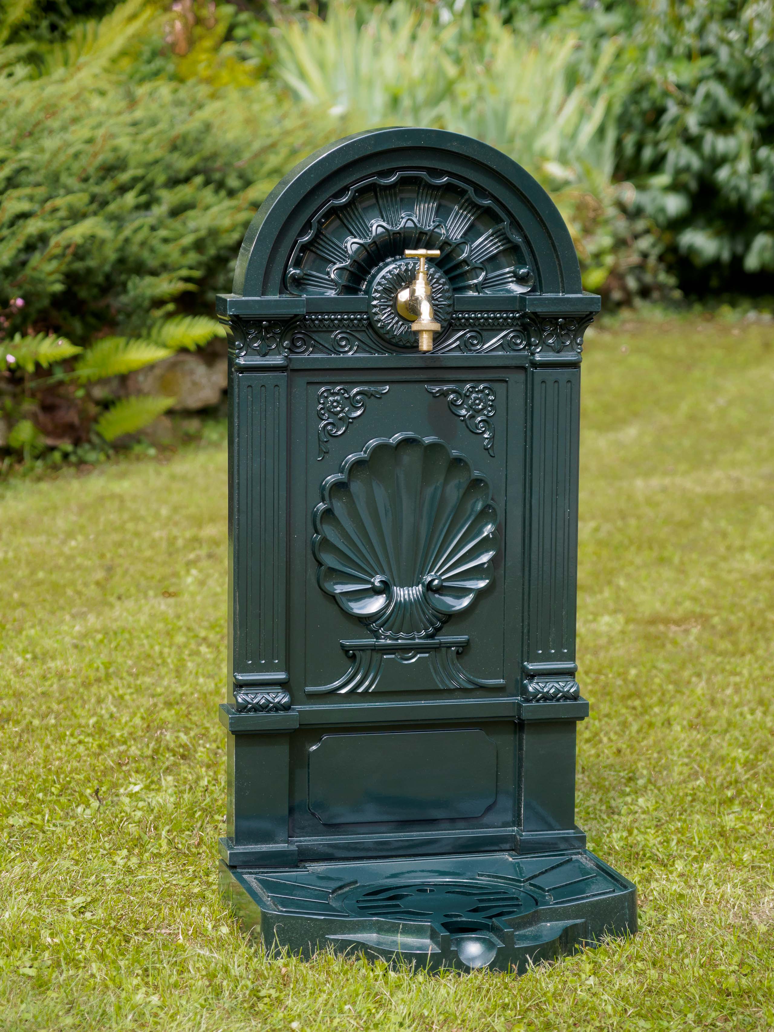 Standbrunnen 83cm Waschbecken Alu Brunnen Waschplatz Wandbrunnen antik Stil grün