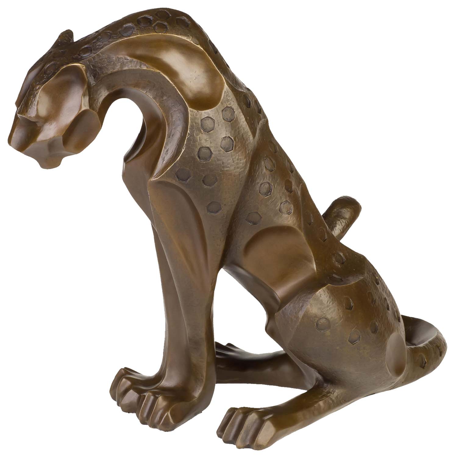 Bronzeskulptur Jaguar Panther Bronze Figur Bronzefigur Skulptur Antik-Stil 54cm