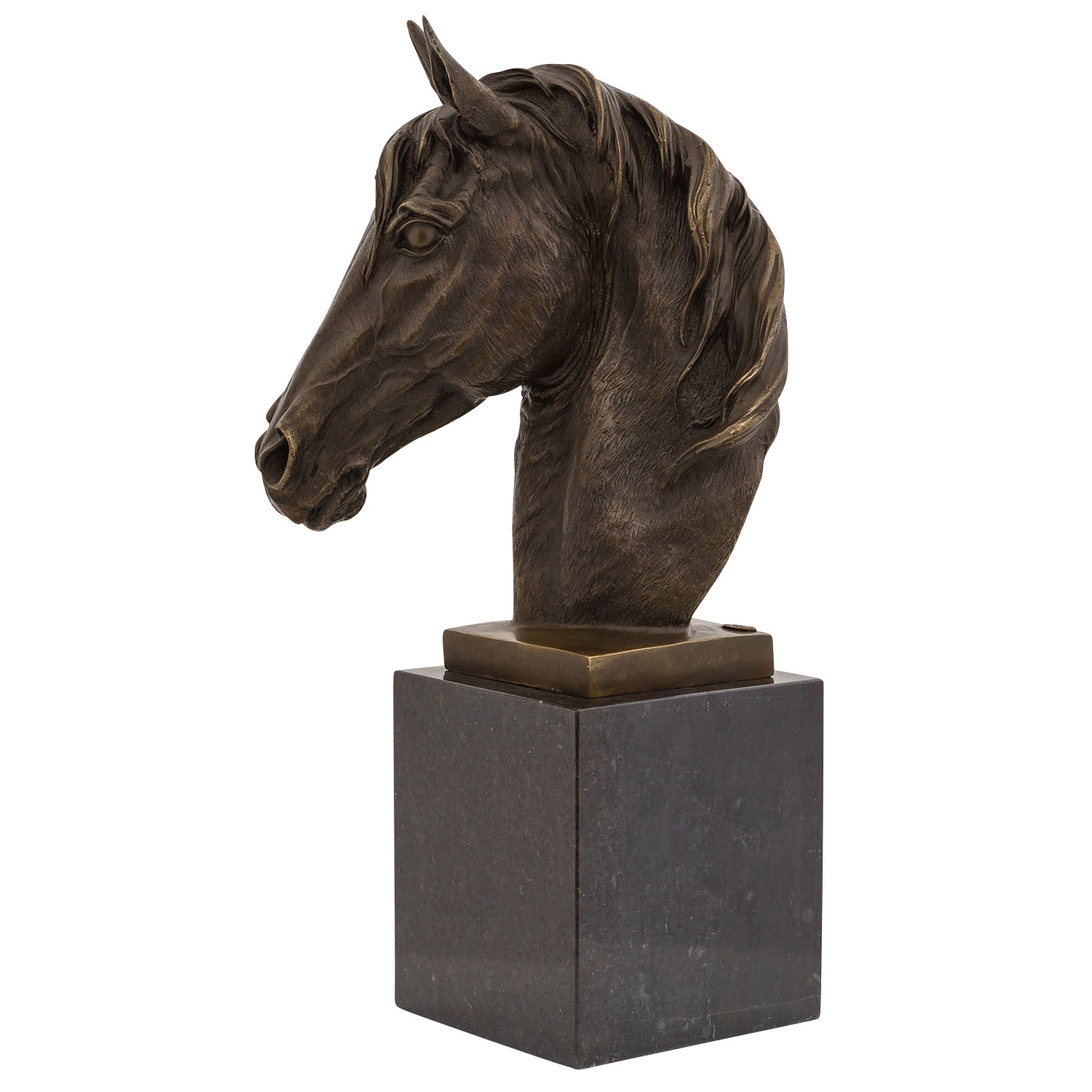 Bronzeskulptur Pferd 44cm Büste Pferdekopf Statue Bronzefigur Bronze Antik-Stil
