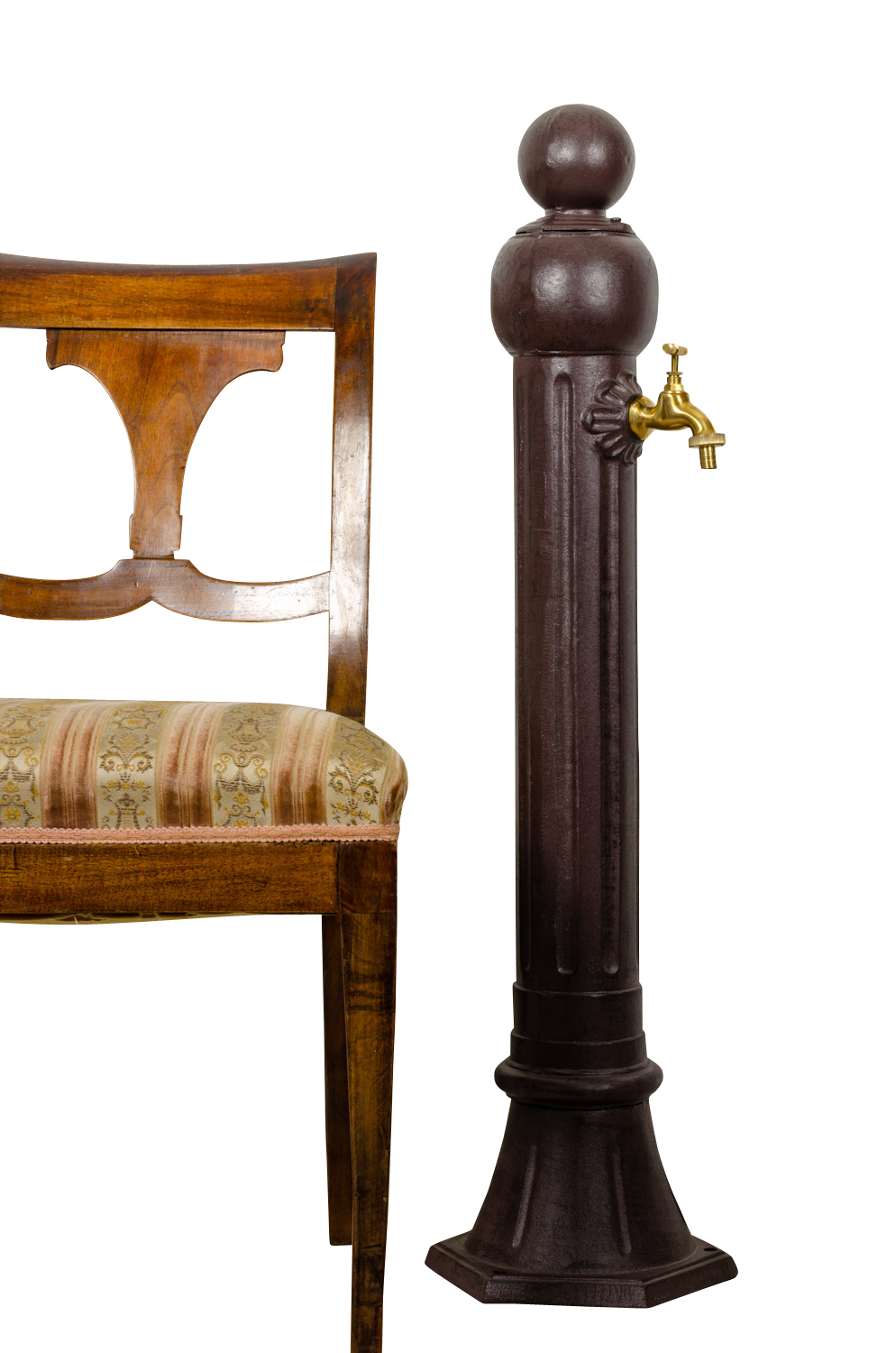 Standbrunnen 97cm Alu braun Brunnen Waschbecken Zapfsäule Antik-Stil