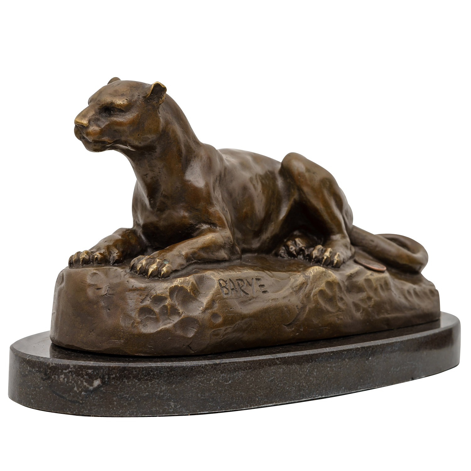 Bronzeskulptur Raubkatze nach Barye Antik-Stil Bronze Figur Statue Replik Kopie