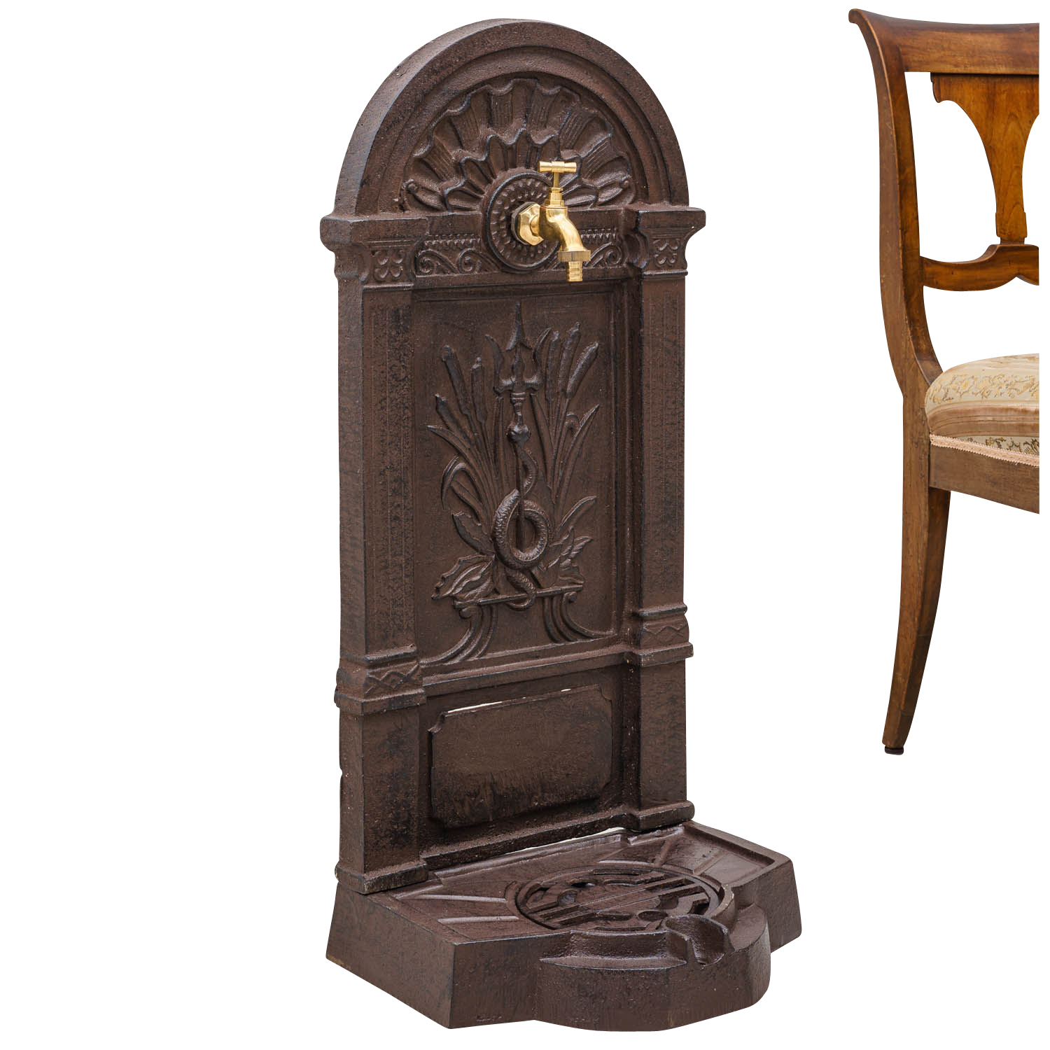 Standbrunnen Waschbecken Brunnen Eisen Wandbrunnen antik Style 83cm braun